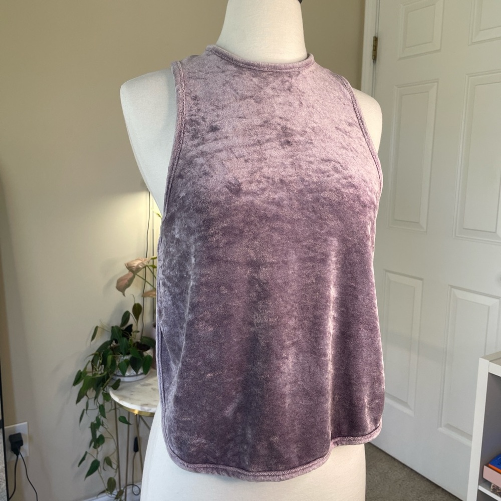 Free People Intimately Frenchie Velour Racerback Velvet Tank Top Purple Size XS